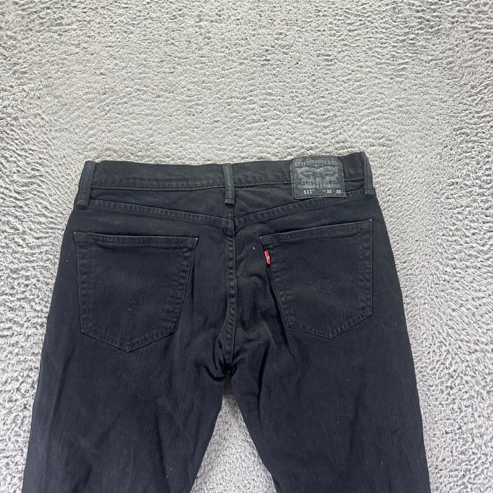 Levi's 511 Jeans Mens 32x32 Black Cotton Denim Straight Leg Distressed Stretch